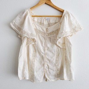 Cream Lace Cotton Top Old Navy